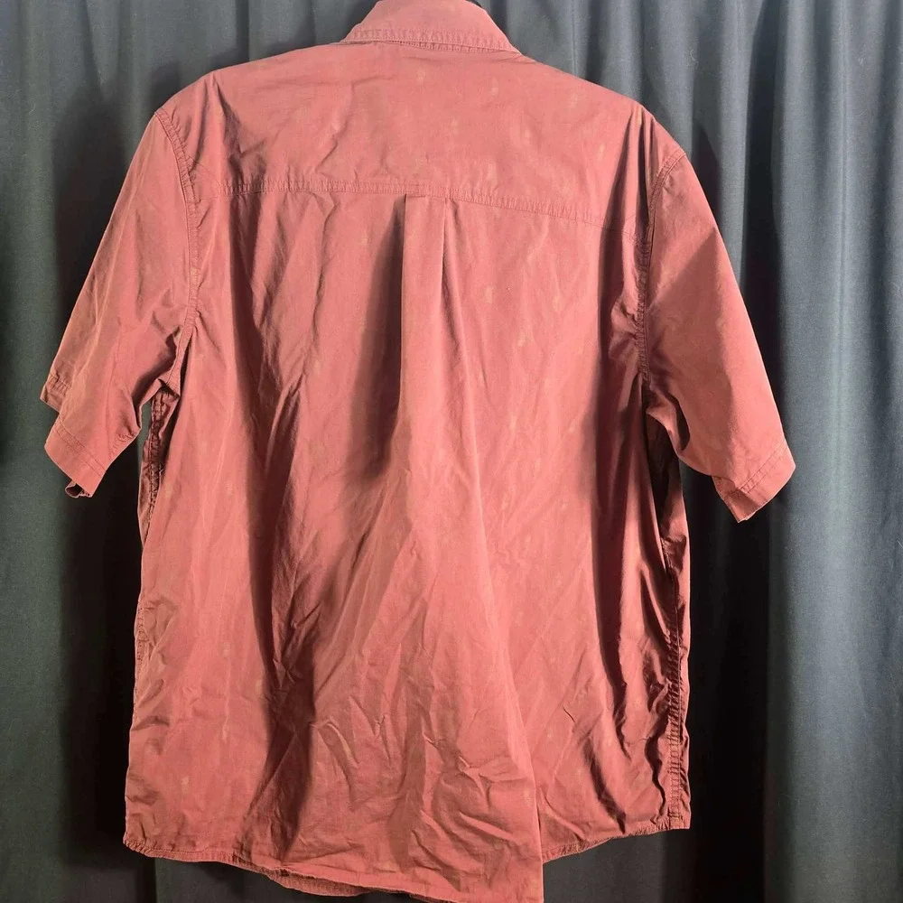 5.11 Tactical Mens Large Maroon Pineapple Print Short Sleeve Button Up Shirt - Picture 2 of 7